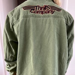 Military crop jacket with patches